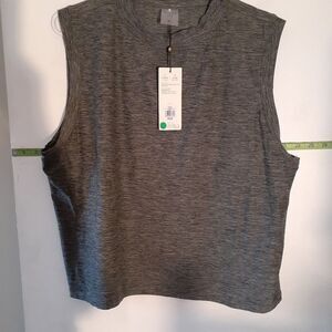 Calla knit crop top xl gray athleisure yoga athletic running shirt new $40